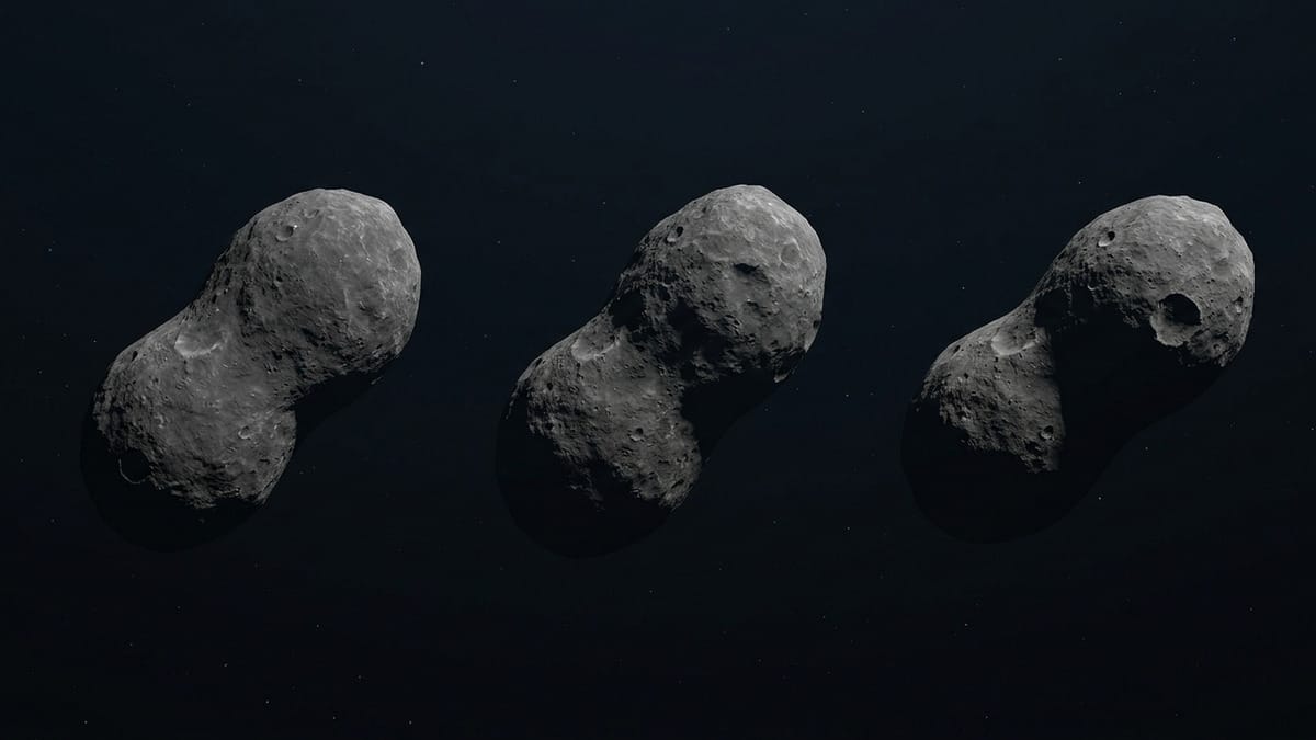 Secuencia visual del asteroide mostrando diferentes orientaciones durante su giro irregular.