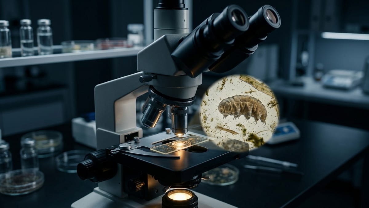 Muestra biológica observada al microscopio en un contexto de laboratorio científico.