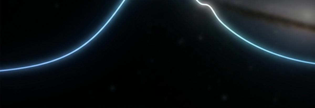 Curva de luz de microlente gravitacional con una pequeña perturbación que sugiere un planeta invisible.