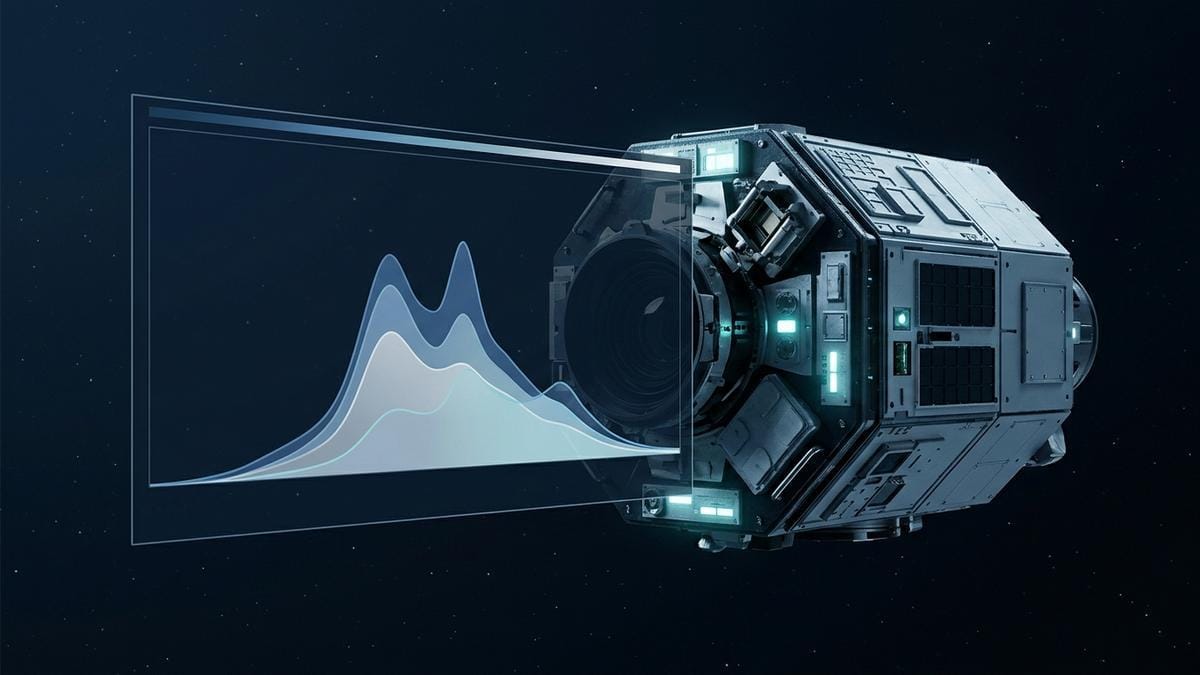 Observatorio espacial en órbita analizando la firma química de un cometa interestelar sobre un fondo estelar limpio