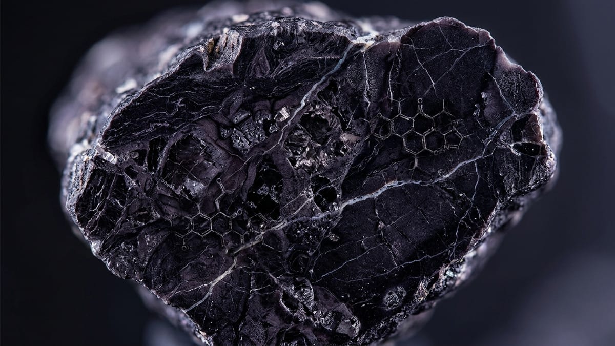 Muestra mineral y trazas moleculares sutiles en una composición científica de alta precisión.